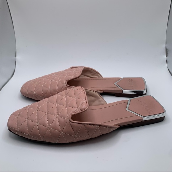 Schutz Adra Quilted Leather Flat Mules size 7B pink slip on 1299 - Picture 3 of 11